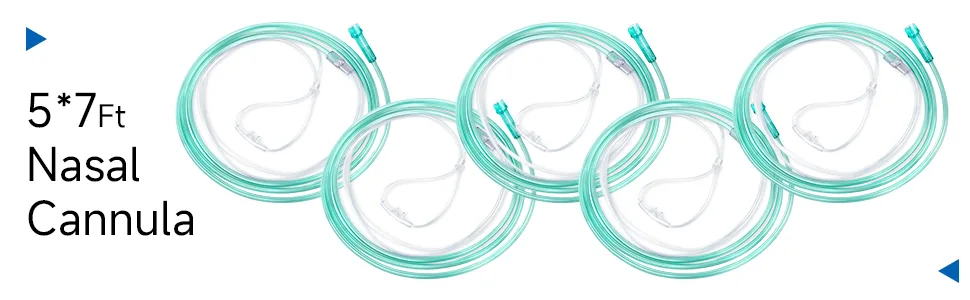 ANSNF Standard Oxygen Nasal Cannula for Adult - 7 ft Soft Material Kink Resistant Lightweight Tubing (5 Pack) 5pack-7Ft - cannula 7Ft