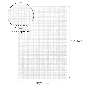 Tosnail Pack of 8 Sheets 7 Count Clear Plastic Mesh Canvas Sheets for Embroidery Crafting - 18" x 12" - Plastic Mesh Canvas