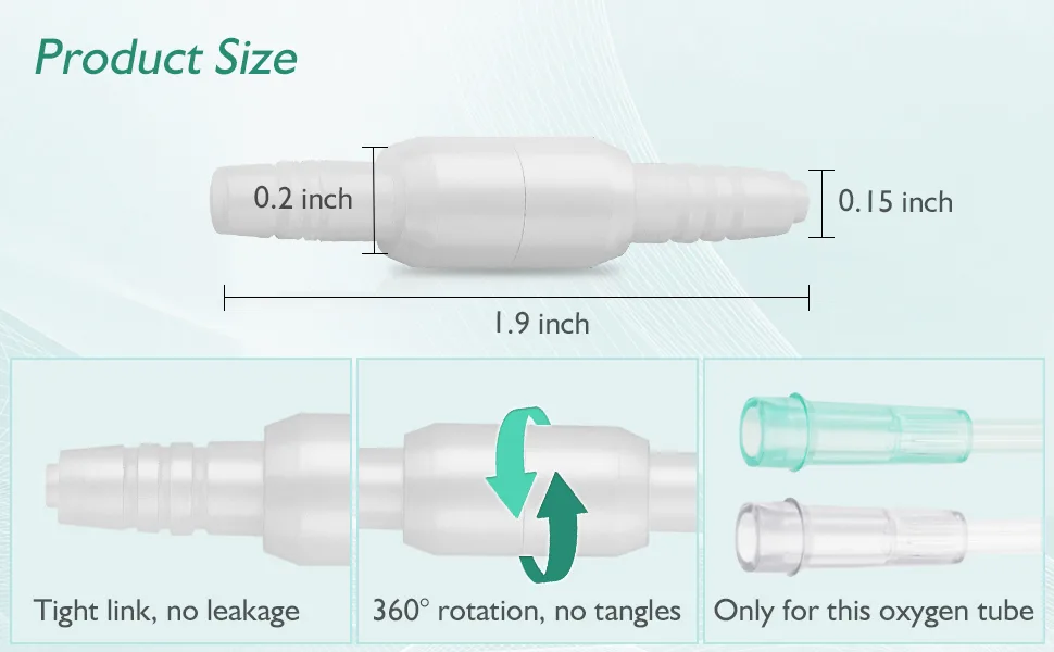 10 Pack Oxygen Tubing Connector Oxygen Swivel Connector for Oxygen Tube 360 Rotation Cannula Connector Avoid Tangles - oxygen tubing connector