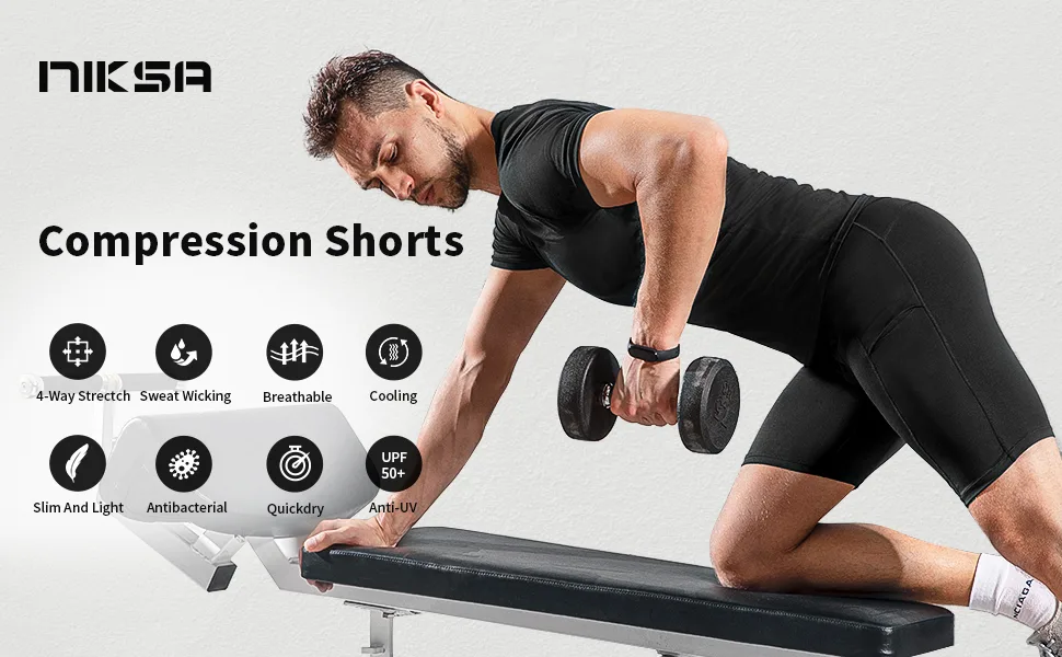 Niksa Compression Shorts Men 3 Pack Compression Underwear for Men Athletic Shorts with Pockets Running Workout Fitness Shorts Large Black*3 - product information 2
