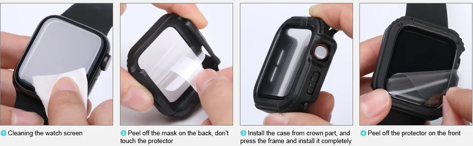 Recoppa Rugged Apple Watch Case 42mm Series 3/2/1 with Screen Protector Durable Military Grade Quattro Pro Series Drop-Proof Protective Cover Full Coverage Shock-Proof Bumper for Men iWatch(Black) Black 42 mm - apple watch screen protector 44mm