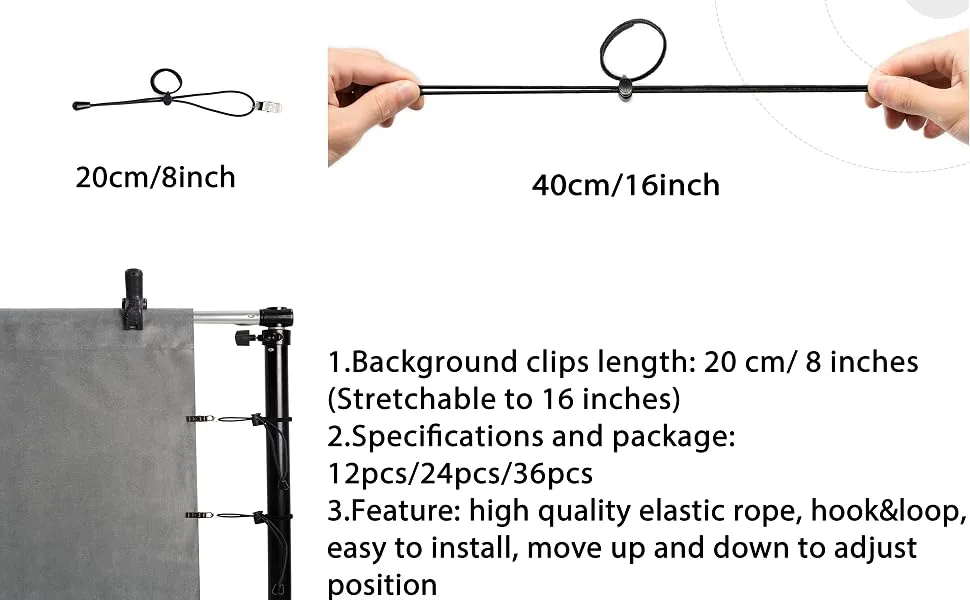 VinylBDS Background Backdrop Clips Clamps Holder for Photo Video Studio 12 Pack Black 12 pcs - product information 3