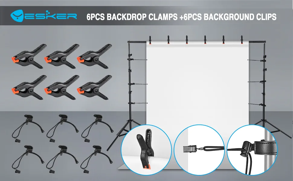 Yesker Backdrop Clamps and Background Clips 6 Pack 4.4 inch Heavy Duty Clips Holder for Photography Studio Video Backdrop Support Stand - backdrop clamps
