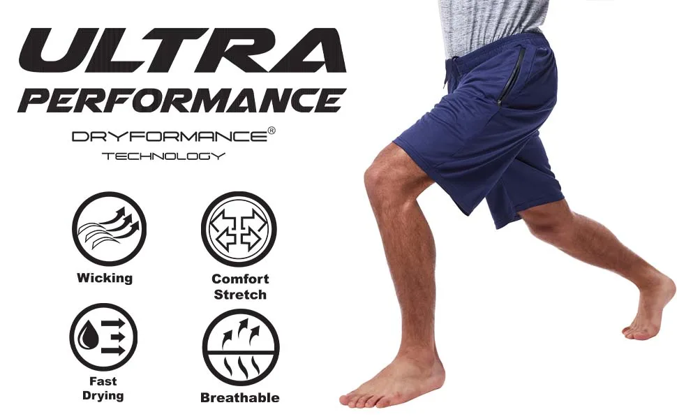 Ultra Performance Mens 5 Pack Athletic Running Shorts Basketball Gym Workout Shorts for Men with Zippered Pockets Dry Fit Shorts With Printed Side Panel Medium - Ultra Performance Running Shorts Features