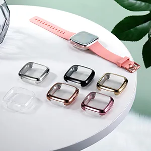 Maledan Compatible with Fitbit Versa 2 Screen Protector Case 3 Pack Clear Ultra Thin Full Protective Case Cover Scratch Resistant Shock Absorbing for Versa 2 Smartwatch Bands Accessories Clear*3 - 6 colors cases for Fitbit Versa 2 watch