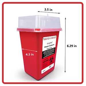 GlobalRoll Sharps Container 1 Quart 6 Pack Biohazard Needle Disposal Container Small Syringe Disposal Container Professional Sharps Disposal Container for Home and Travel Use - biohazard needle disposal container