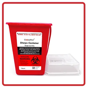 GlobalRoll Sharps Container 1 Quart 6 Pack Biohazard Needle Disposal Container Small Syringe Disposal Container Professional Sharps Disposal Container for Home and Travel Use - syringe disposal container