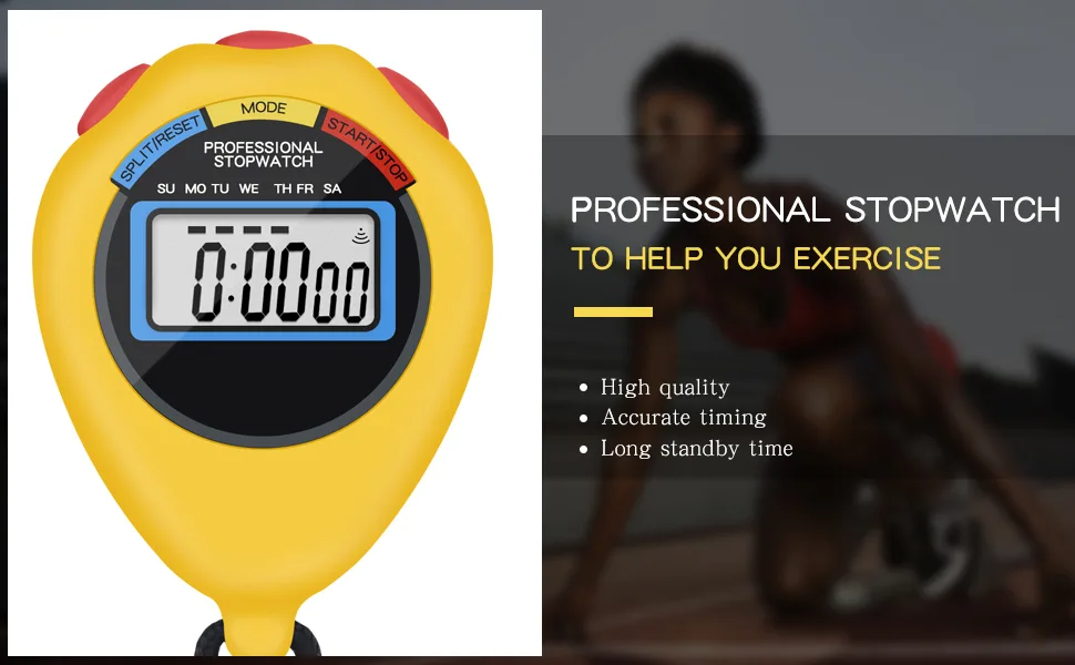 6 Pack Multi-Function Electronic Digital Sport Stopwatch Timer Large Display with Date Time and Alarm Function Suitable for Sports Coaches Fitness Coaches and Referees (Yellow) - product information 2