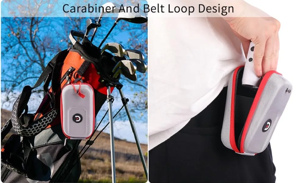 ACHIX Golf Rangefinder Hard Shell Case Compatible for Bushnell/Callaway/Tectectec Universal Laser Range Finder Carry Bag with Carabiner Belt Clip for Most Brands rangefinders Silver-Large Case - GOLF RANGEFINDER CASE