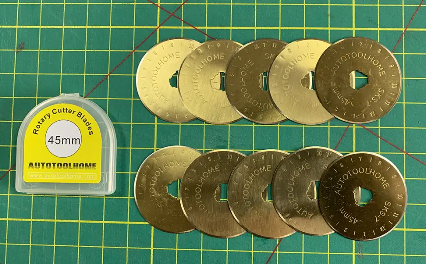 Titanium Coated Rotary Cutter Blades 45mm 10 Pack Replacement Blades Quilting Scrapbooking Sewing Arts Crafts Sharp and Durable - OLFA rotary cutter