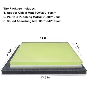 Leather Punch Mat Hole Punching Chisel Mat and Sound Absorbing Pad 3 Pack Set (Large) - leather punching mat pad