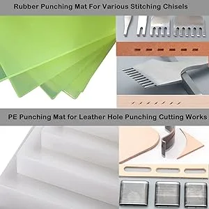 Leather Punch Mat Hole Punching Chisel Mat and Sound Absorbing Pad 3 Pack Set (Large) - Rubber Punching Mat