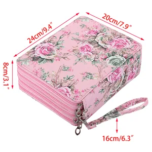 BTSKY Colored Pencil Case- 160 Slots Pencil Holder Pen Bag Large Capacity Pencil Organizer with Handle Strap Handy Colored Pencil Box with Printing Pattern Blue Star Bright Blue - 160 slots 300-2