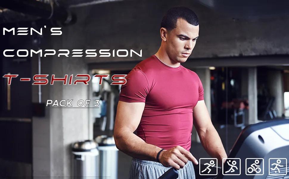 Men's Cool Dry Compression Short Sleeve Sports Baselayer T-Shirts Tops (Pack of 1 or 3) White Medium - compression t-shirts