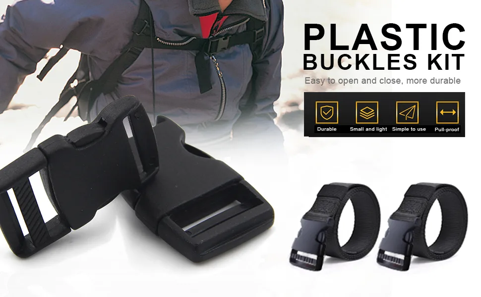 YGDZ Buckles Strap Set 10 Yards 1 Inch Nylon Webbing Strap with 20 Set Side Release Plastic Buckles for Luggage Strap Backpack Repairing Black One Side Adjustable - product information 2