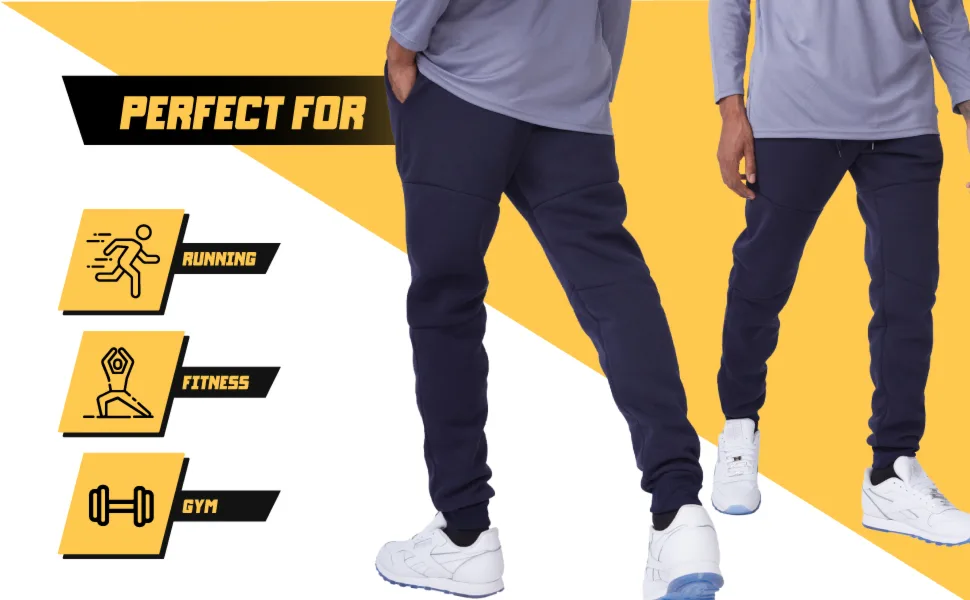 Ultra Performance 3 Pack Fleece Active Tech Joggers for Men Mens Sweatpants with Zipper Pockets Black / Charcoal / Heather Grey Large - running