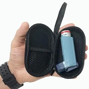 AGOZ Asthma Inhaler Case Zippered Protective Medical Pouch Cover with Wrist Strap (Purple) - CGM Device Inhaler Protector Case Pouch Holster Cover Dexcom G4 Platinum MiniMed Paradigm Abbott