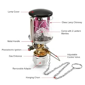 Lixada Mini Propane Camping Lantern Single Mantle Gas Light Portable Gas Light Hanging Tent Lamp with 2 Lantern Mantles for Travel Hiking Backpacking - product information 4