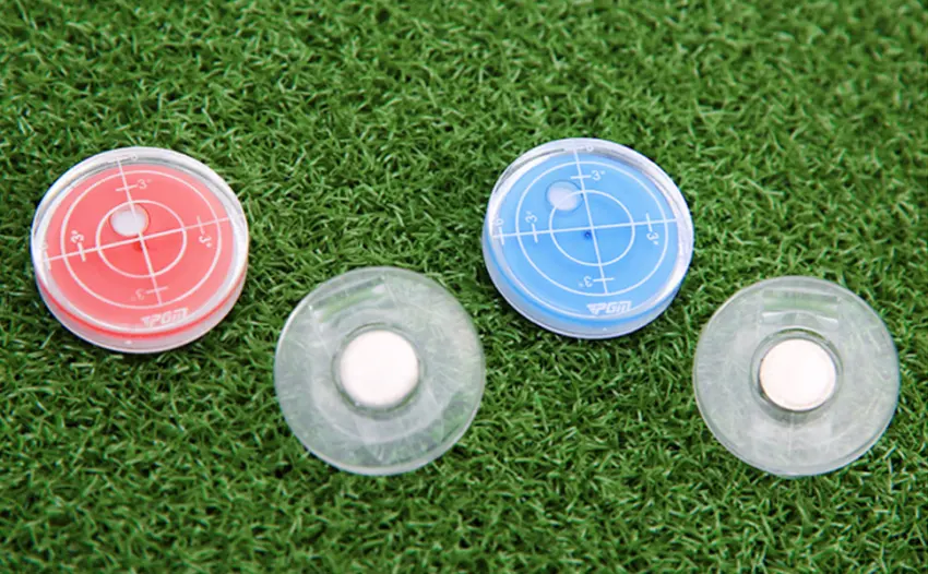 PGM Ball Markers Hat Clip Golf Putting Aid Round Bubble Level High Precision Reader 2-Pack(Red&Blue) - golf,gloves,golf balls,golf carts,golf club bags,golf clubs,training equipment,accessories,footwear