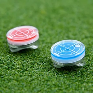 PGM Ball Markers Hat Clip Golf Putting Aid Round Bubble Level High Precision Reader 2-Pack(Red&Blue) - golf,gloves,golf balls,golf carts,golf club bags,golf clubs,training equipment,accessories,footwear