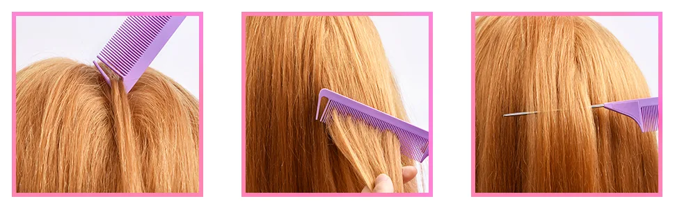 Hair Tail Tools TsMADDTs 6Pack Hair Loop Tool Set with 2Pairs French Braid Tool Loop 2Pcs Rat Tail Comb for Hair Styling Purple&Pink Pink&Purple - Hair Tail Tools