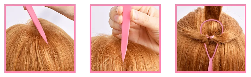Hair Tail Tools TsMADDTs 6Pack Hair Loop Tool Set with 2Pairs French Braid Tool Loop 2Pcs Rat Tail Comb for Hair Styling Purple&Pink Pink&Purple - Hair Tail Tools