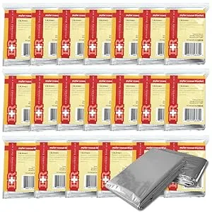 Ever Ready First Aid Mylar Rescue Blanket Large Silver Thermal Sheet for Emergency and Survival 54 x 84 20 Count - 20 count