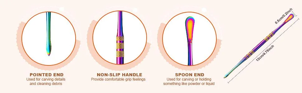 Mudder 3 Packs Wax Carving Tool Wax Tool Carving Tool Stainless Steel Tool Spoon 4.75 Inch (Silver) - product information 3