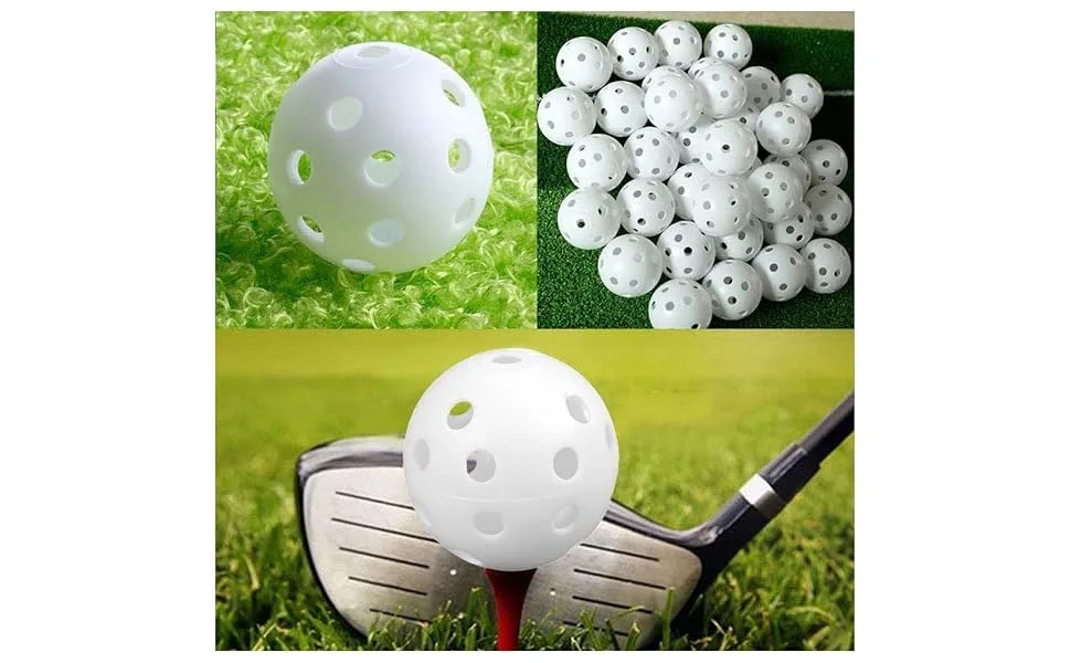 Faswin 100 Pack White Plastic Golf Training Balls Airflow Hollow 41mm Golf Balls for Driving Range Swing Practice Home Use - Golf Training Balls