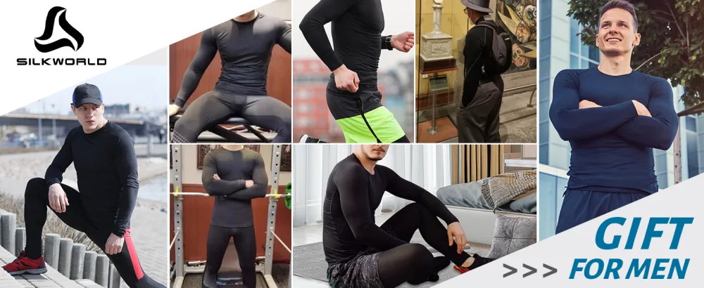 SILKWORLD Men's 1 3 Pack Compression Pants Pockets Cool Dry Gym Leggings Baselayer Running Tights C2_fleece Lined_3pack_black hemp Grey navy Blue Medium - Suitable for wearing all year round