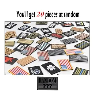 Harsgs 20 Pieces Random Tactical Morale Patch Bundle Full Embroidery Loop and Hook Patches Set for Caps Bags Backpacks Vest Military Uniforms Tactical Gears Etc 20PCS Random - RANDOM
