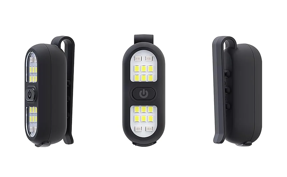 2 Pack Clip on Flashlights Running Light for Runners Rechargeable Safety Lights for Walking at Night Hands Free Flashlight Portable LED Work Light Warning Flashing Camping Hiking Walking Dog Black 2 Pack Black - running lights for runners