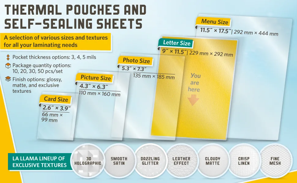 Textured Self Adhesive Laminating Sheets Smooth Satin Finish 9 x 11.5 Inches 4 Mil Thick 10 Pack for Letter Size Self Sealing Lamination Sheets 8.5 x 11 Laminating Pouches - laminating supplies