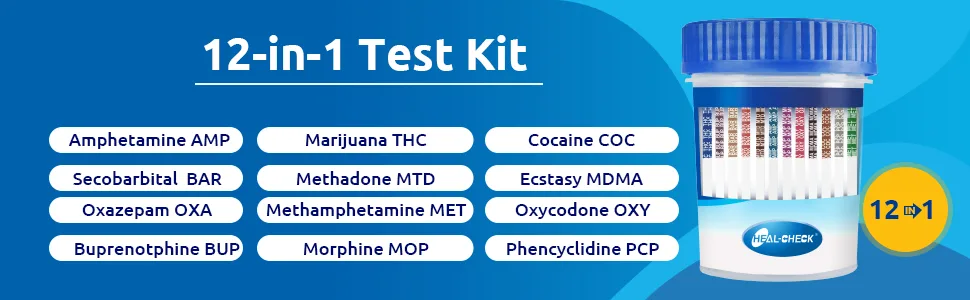 6 Pack Instant Drug Urine Test Cup 12 Panel Testing 12 Different Drugs Multi-Drug Screening Test Kit with Temperature Strip - 12 panel test kit