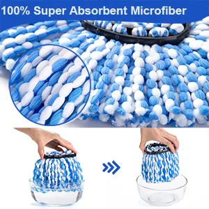 4 Pack Spin Mop Replacement Head Mop Refill Compatible with Ocedar RinseClean 2 Tank System Spinning Mop Heads Replacements for O Cedar Mop Replace Head Blue 4 Pack - Microfiber spin mop refills