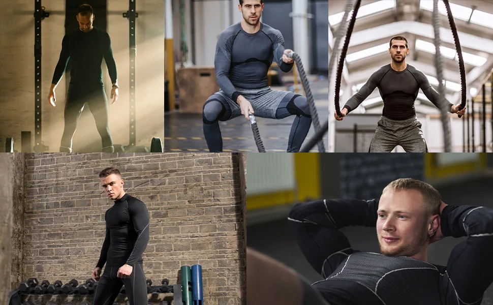 3 Pack Mens Mock Turtleneck Compression Shirts Long Sleeve Sun Protection Shirts Cooling Workout Gym Tops Undershirt Blkgry+grey+white Large - product information 8