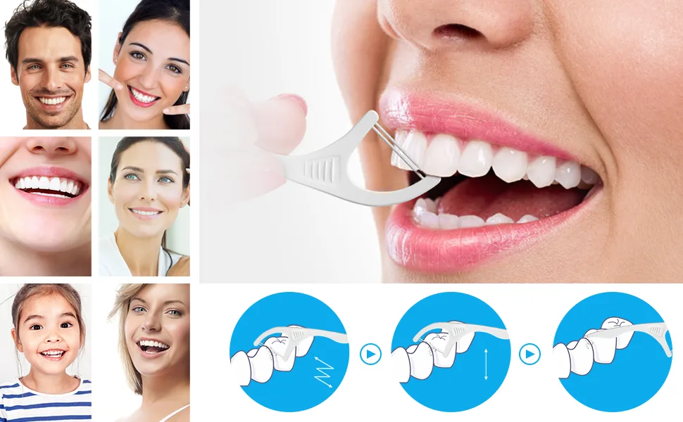 Twin-Line Dental Floss Picks High Toughness Toothpicks Sticks with Portable Cases 250Pcs - product information 3