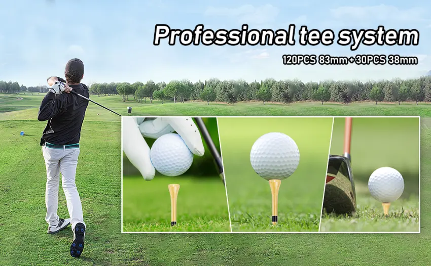 HUAEN Golf Tees Bamboo Tees 150 Pack 3-1/4 Inch Unbreakable Long Tees Bulk Low Friction and Resistance - product information 1