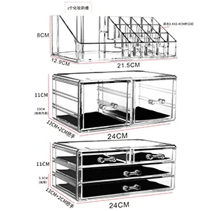 Cq acrylic Makeup Organizer Skin Care Large Clear Cosmetic Display Cases Stackable Storage Box With 6 Drawers For Vanity Set of 3 6 Drawers Clear - product information 3