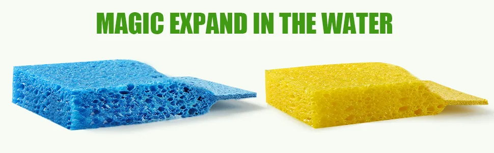 Cleaning Scrub Colored Sponge Non-Scratch Kitchen Cellulose Dishwashing Sponge 16Pack Biodegradable Natural Sponge 16 Count (Pack of 1) - COMPRESSED SPONGES