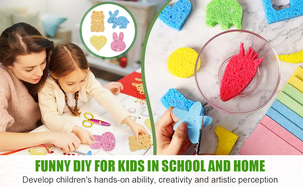 Cleaning Scrub Colored Sponge Non-Scratch Kitchen Cellulose Dishwashing Sponge 16Pack Biodegradable Natural Sponge 16 Count (Pack of 1) - SCHOOL DIY TOOLS