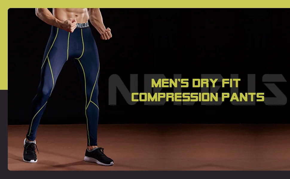 NELEUS Men's Dry Fit Compression Pants Workout Running Leggings Large Capris: Black(grey Stripe) 3 Pack - product information 1