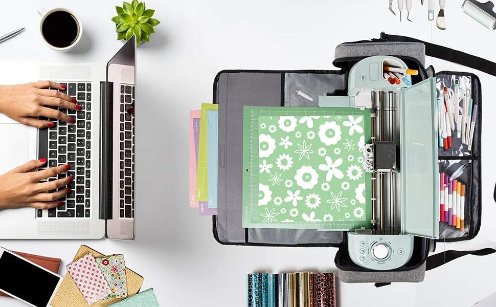 IMAGINING Carrying Case Bag Compatible with Cricut Maker Maker 3 Explore Air 2 Explore 3 Large Opening Cricut Storage for Cricut Accessories Grey-Full Open - cricut carrying case