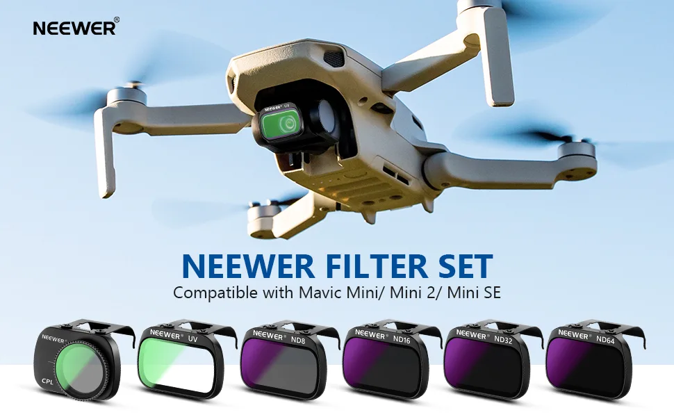 NEEWER ND Filter Set Compatible with DJI Mavic Mini Mini 2 Mini SE Mini 2SE Mavic Mini Filters Set 6 Pack (CPL UV ND8 ND16 ND32 and ND64 Filter) Drone Accessories - product information 1