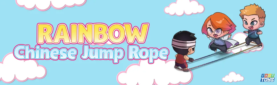 Gosu Toys Rainbow Chinese Jump Ropes Bundle Pack for Kids Outdoor Indoor Play 1 Pack (2 Jumpropes) - Jump Rope 1