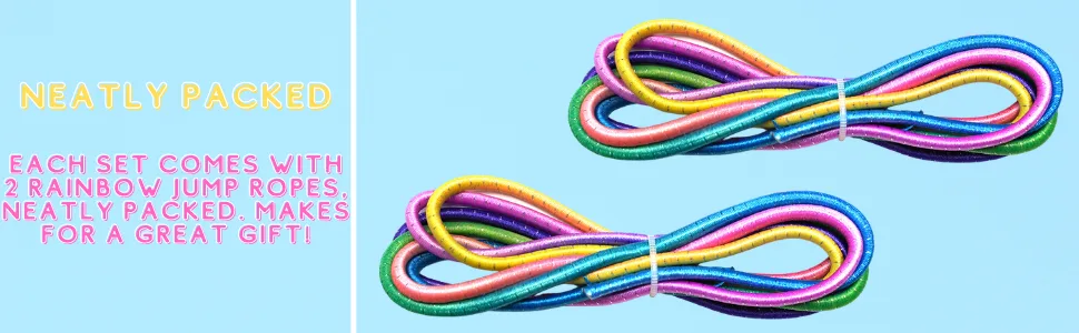 Gosu Toys Rainbow Chinese Jump Ropes Bundle Pack for Kids Outdoor Indoor Play 1 Pack (2 Jumpropes) - Jump Rope 4
