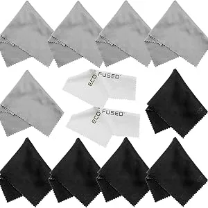 ECO-FUSED Microfiber Cleaning Cloths - 12 Pack - 6 x 7 inch (Black/Grey (12 Pack)) - microfiber cleaning cloth reusable washable lint free soft smudge free