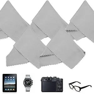 ECO-FUSED Microfiber Cleaning Cloths - 12 Pack - 6 x 7 inch (Black/Grey (12 Pack)) - microfiber cleaning cloth reusable washable lint free soft smudge free
