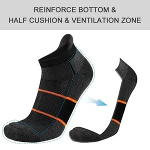 COOVAN Mens Ankle Socks Athletic Tab Running Low Cut 6 Pairs Breathable Cushion Sock with Ankle Support 6 Pack White - product information 3