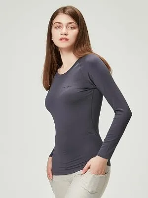 DEVOPS Women's 2 Pack Thermal Long Sleeve Shirts Compression Baselayer Tops Small Black / Black - product information 1